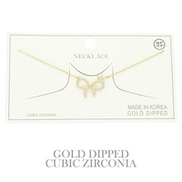 GOLD PLATED CZ BOW PENDANT NECKLACE