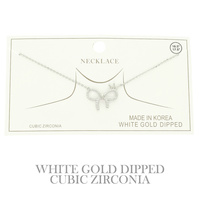 GOLD PLATED CZ BOW PENDANT NECKLACE