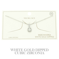 GOLD PLATED CZ TEARDROP PENDANT NECKLACE
