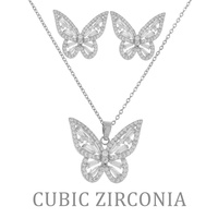 BUTTERFLY - AUTHENTIC CUBIC ZIRCONIA NECKLACE EARRING SET