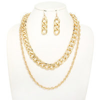 MULTI-STRAND CURB CHAIN NECKLACE SET