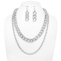 MULTI-STRAND CURB CHAIN NECKLACE SET