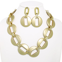 OPEN OVAL DISC CHAIN NECKLACE SET