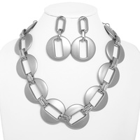 OPEN OVAL DISC CHAIN NECKLACE SET