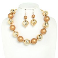 OVERSIZED BALL BEADED STATEMENT NECKLACE SET