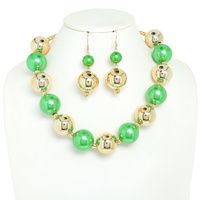 OVERSIZED BALL BEADED STATEMENT NECKLACE SET