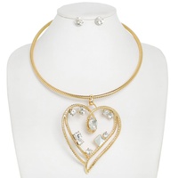 VALENTINE HEART GEMSTONE PENDANT NECKLACE SET