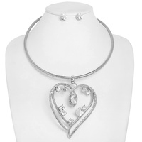 VALENTINE HEART GEMSTONE PENDANT NECKLACE SET