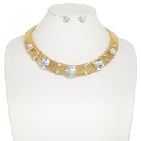 AFRICAN GEMSTONE WIDE SNAKE COLLAR NECKLACE SET