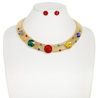 AFRICAN GEMSTONE WIDE SNAKE COLLAR NECKLACE SET