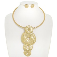 AFRICAN HAMMERED DISC TUBE COLLAR NECKLACE SET
