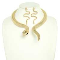SNAKE COBRA GEMSTONE CUFF CHOKER NECKLACE SET