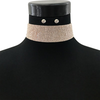 18 LINE CRYSTAL RHINESTONE CHOKER NECKLACE AND EARRINGS SET