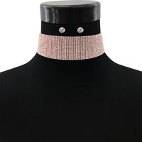 18 LINE CRYSTAL RHINESTONE CHOKER NECKLACE AND EARRINGS SET