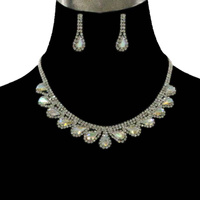 TEAR DROP RHINESTONE NECKLACE SET