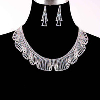 RUFFLE BIB RHINESTONE NECKLACE SET