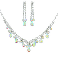 TEARDROP CRYSTAL GEMSTONE V-SHAPED NECKLACE SET