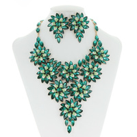 RHINESTONE STATEMENT FLOWER THEME NECKLACE SET