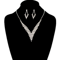 Rhinestone Necklace And Earrings Set Nem1635Scl