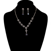Rhinestone Necklace And Earrings Set