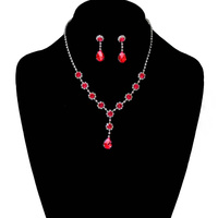 Rhinestone Necklace And Earrings Set