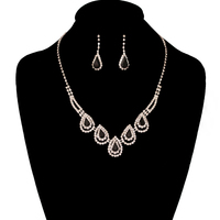 SILVER/BLACK BEAUTIFUL NECKLACE & EARRING SET W/ RHINESTONES