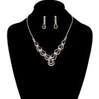 Rhinestone Necklace And Earrings Set Nem1646Sjt