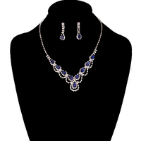 Rhinestone Necklace And Earrings Set Nem1646Sry