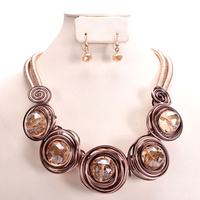 CHROME SPIRAL WIRE BEADED NECKLACE