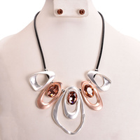 ABSTRACT ART MIXED METAL STONE SET