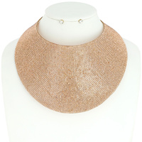 STATEMENT RHINESTONE BIB COLLAR NECKLACE EARRING SET