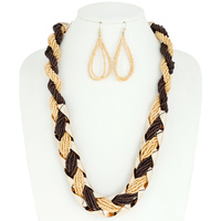 BOHO STYLE SEED BEAD NECKLACE EARRINGS SET