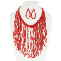 BOHO STYLE SEED BEAD NECKLACE EARRINGS SET