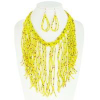 BOHO STYLE SEED BEAD NECKLACE EARRINGS SET