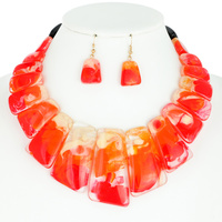 MARBLE BIB STATEMENT NECKLACE AND EARRINGS SET