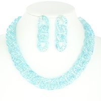 FASHION GEM STONE TRANSPARENT PLASTIC CHAIN NECKLACE AND EARRINGS SET