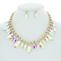 BAGUETTE CRYSTAL RHINESTONE NECKLACE EARRING SET
