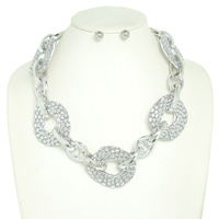 CRYSTAL CHAIN LINK CHUNKY NECKLACE SET