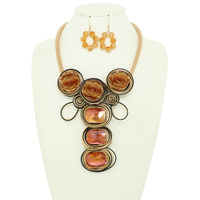 FLORAL SPIRAL CRYSTAL AMULET NECKLACE SET