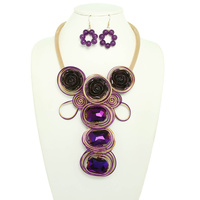 FLORAL SPIRAL CRYSTAL AMULET NECKLACE SET