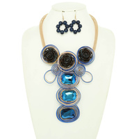 FLORAL SPIRAL CRYSTAL AMULET NECKLACE SET