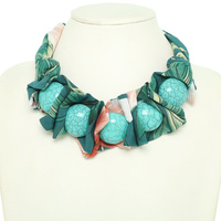 FABRIC PRINTED TURQUOISE NECKLACE