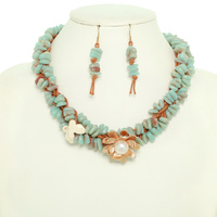 STONE FLOWER BUTTERFLY NECKLACE SET