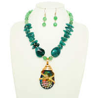 OBSIDIAN BEAD NECKLACE SET