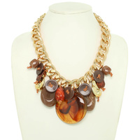 MULTI COLOR RESIN DISC STATEMENT NECKLACE