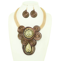 SPIRAL CRYSTAL AMULET NECKLACE SET