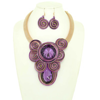 SPIRAL CRYSTAL AMULET NECKLACE SET