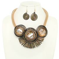 CRYSTAL SPIRAL WIRE NECKLACE SET