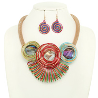 CRYSTAL SPIRAL WIRE NECKLACE SET