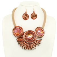CRYSTAL SPIRAL WIRE NECKLACE SET